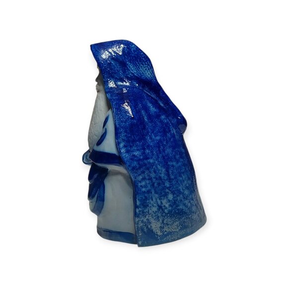 1998 Eldreth Pottery Signed Santa Checking His List Salt Glazed Cobalt Blue Gray - Picture 4 of 14